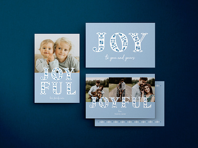 Holiday Card / Scandi Type blue floral graphic design holiday card design joy