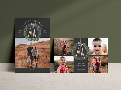 Holiday Card / Farmhouse Wreath bells farmhouse graphic design holiday card design wreath