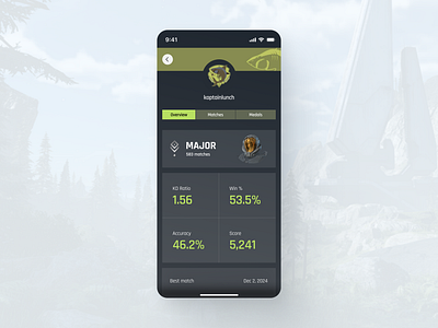 User Profile (Daily UI #006) daily ui halo mobile profile stats ui