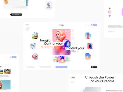 A landing page for a dream control mobile app design digital ui web website
