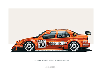 Alfa Romeo 155 V6 Jagermeister automotive cars clean design flat illustration jagermeister portrait racing slick vector