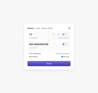 Wdeb 3 Token Swap card crypto ethereum product design swap ui web3 widget