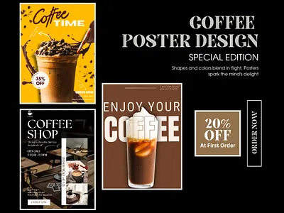 Poster Design For Coffee Shop 3d animation branding graphic design logo motion graphics ui