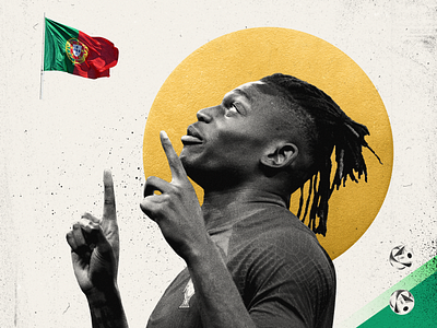 Collage - Rafael Leão ball black and white collage copa america distressed euro euro 2024 flag futebol gold green grungy illustration portugal red soccer texture