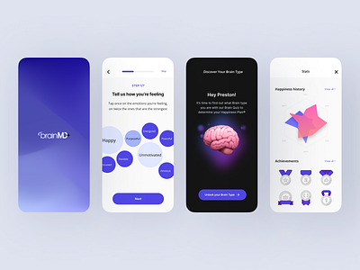 BrainMD+ branding ecommerce gamification graphic design health apps logo mental health mobile apps modern design native apps product design responsive design ui ux uxui