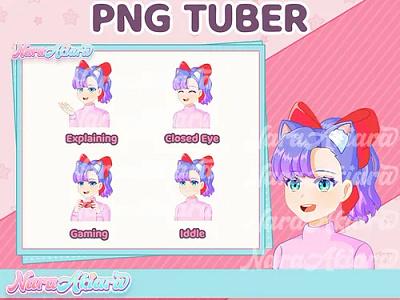 Whimsical Purple-Haired Cat Girl PNG Tubers for Streamers rigging vtuber vtubercharacter