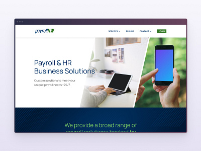 Payroll services homepage v1 marketing website ui web design