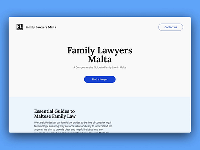 Family Lawyers Malta, Landing Page Desktop branding desktop design family lawyers malta landing page design logo design web design