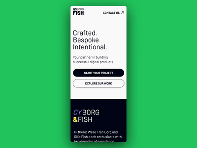 Cyborg.Fish Agency, mobile scroll through branding cyborg.fish mobile design scroll through web agency web design