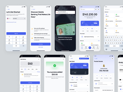 Dueq - Mobile Banking App UI Kit app bank banking buy ewallet finance fintech log in mobile money page registration scan sign in sign up statistic stats transfer ui kit wallet