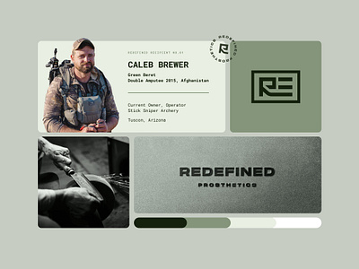 Redefined Prosthetics amputation branding logo military military logo mood board non profit prosthetics r logo re logo redefined repurposed style guide