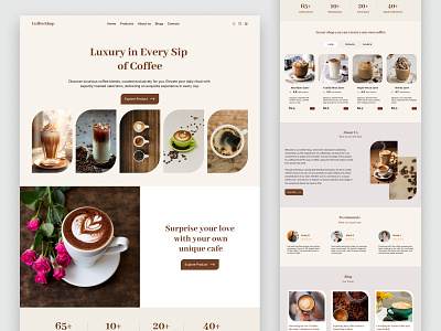 CoffeeSop landing page clean coffee design coffee website design ecommerce exploration home page landing page marketplace product store ui uidesign uiux uxdesign web design web designer webdesign website website designer