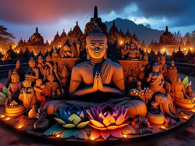 The iconic Borobudur temple 3d animation