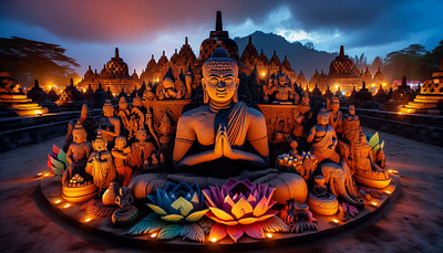 The iconic Borobudur temple 3d animation