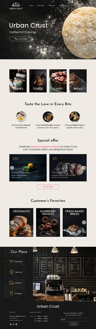 Urban Crust: landing page for a bakery design ui ux web