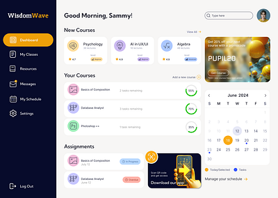 WisdomWave: Dashboard for students design ui ux web