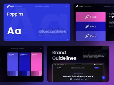 Fluto - Brand Guidelines - Front Cover & Typography brand brand book branding clean company design fintech guidelines identity logo logo design minimal modern saas saas logo simple logo style guide symbol visual visual identity