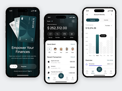 Byte - Mobile Banking Application balance bank banking banking app cash flow credit card digital banking expense finance financial fintech income mobile banking money management payment paypal transaction transfer virtual bank wise