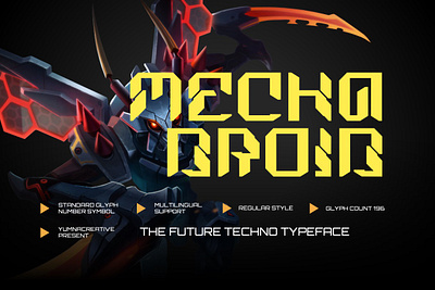 Mechadroid - Future Techno Font 3d alternate animation branding design future graphic design illustration modern motion graphics new robotic tech typeface typography ui vintage web