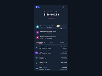 Chain Abstraction: Account Unification (Dark Mode) blockchain crypto defi design figma product ui