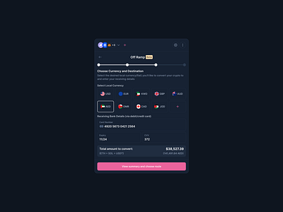 Chain Abstraction: Select Local Currency (Dark Mode) blockchain crypto defi design figma product ui