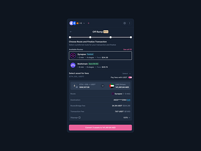 Chain Abstraction: View Summary (Dark Mode) blockchain crypto defi design figma product ui