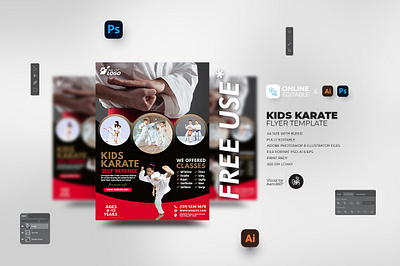 Kids Karate Flyer Template aam aam360 aam3sixty concept custom poster educational flyer template karate class poster karate lessons karate posters kids karate class martial arts poster maker school posters self defence self defense ad taekwondo poster