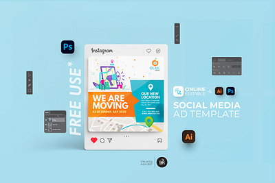 We are Moving Ad Template aam360 aam3sixty branding concept design flyer template free flyer free template moving announcement moving company instagram new address we are moving we havd moved work posters