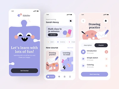 Edulite - Design Exploration for Education Platform for Children activity android app branding children course design drawing education exploration fun graphic design illustration ios iphone kids layout lessons ui ux