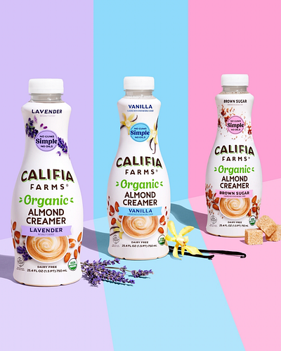 Califia Farms Organic Almond Creamers cpg dieline graphic design organic packaging packaging design