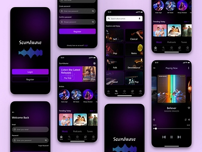 Music App Design app app design branding curatedmusic design graphic design highqualityaudio mobile app music app musicdiscovery newmusic playlist streaming typography ui ux