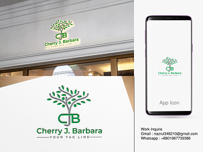 J tree logo. modern trees in logo, natural logo design. CJB Logo branding fiverr tree logo graphic design logo palm tree logo