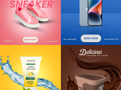 social media post design. chocolate facewash manipulation phone product shoe social media post