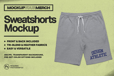 Sweatshorts Merch Mockup apparel apparel mockups back band merch cotton fashion front heather joggers merch merchandise mockup pants shorts street wear streetwear sweat shorts sweatshorts template tri blend