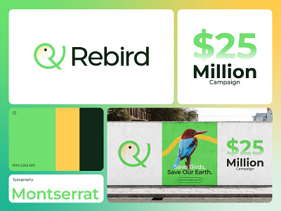 Rebird | Non Profit Organization Logo Design | Brand Identity 2024 bird branding charity design design trends icon letter r letter r bird logo letter r bird logo design logo logo design logo trends 2024 minimal nature non profit non profit logo design organiozation symbol