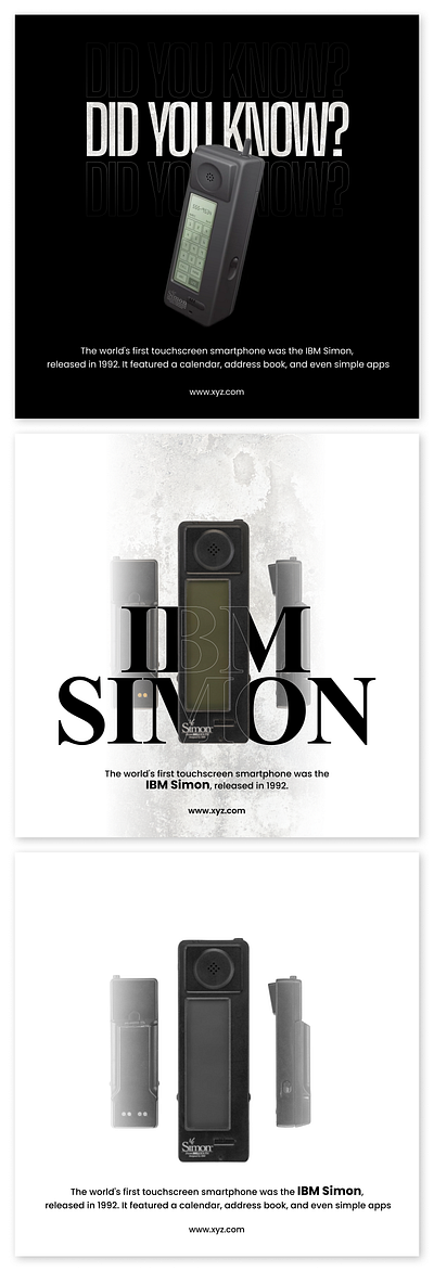 The world's first touchscreen smartphone was the IBM Simon. branding graphic design instagram typography ui