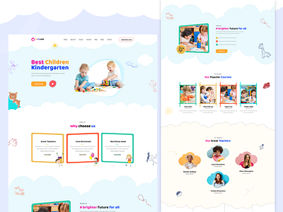 kindergarten Figma Template branding clean design creative app design download figma free ui ux web web site web site web design web template