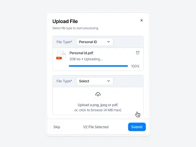 Select a file type and upload component inspiration figma figma component file type file type upload framer landing page ui components untitled ui upload file web design