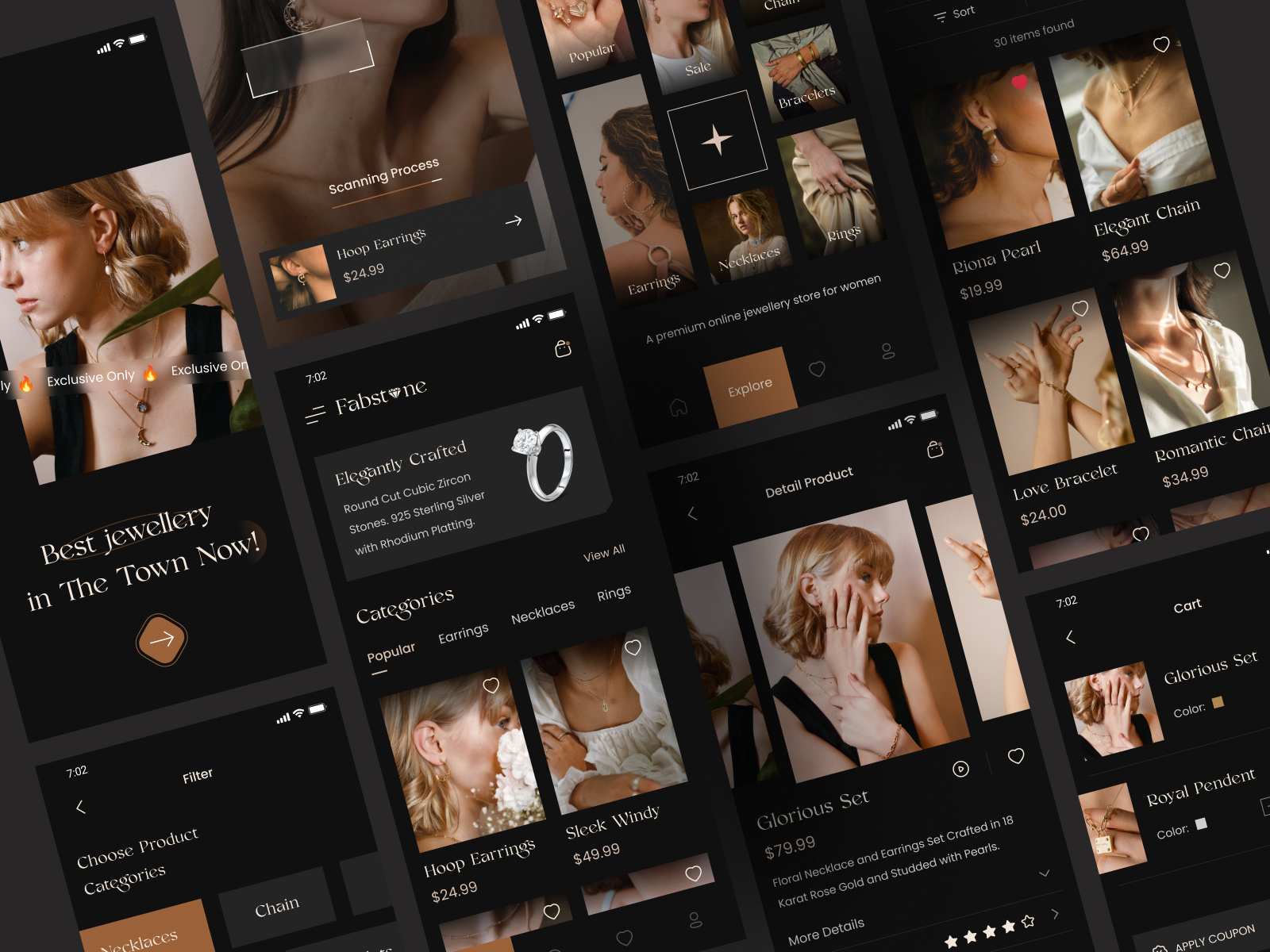 Fabstone Jewellery Mobile App Case Study✨ appui creative design designshowcase fabsote jewelleryapp luxurydesign mobileapp productdesign scanproductfeature ui uiuxdesign ux visualdesign