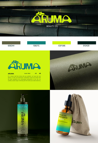 Aruma luxury hair care. branding digital art graphic design logo logo design packaging typography