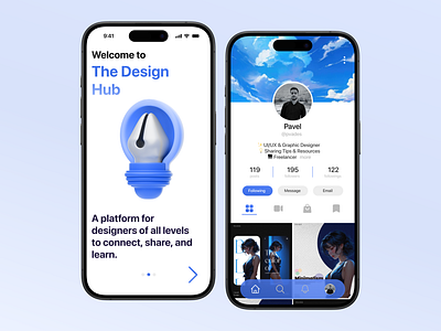 A Social Media app for designers 3d design homepage mobile ui