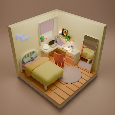 ISOMETRIC BEDROOM BLENDER3D 3d blender3d