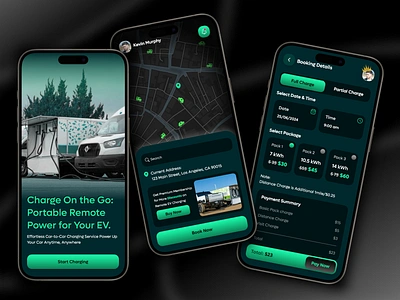 Portable EV Charger Mobile App Design automotive battery charger charging charging station electric electric car electric car app electric vehicle ev ev app ev app design ev charger ev charging ev charging app mobile ui mobile uiux smart car transport vehicle