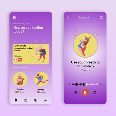 Ui design for mindfulness app. branding digi digital art graphic design illustration nft ui ux