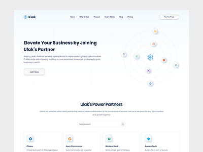 Ulak - Partner Page bank branding business cloud collaboration company design join landing page partner partner page partner portal partnership partnership web saas ui web