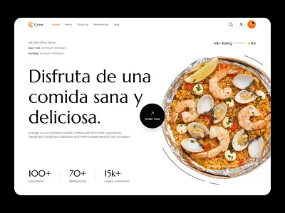 Restaurant Website UI Design fluttertop food food delivery food delivery service food order food website food website design menu minimal paella paella design recipe recipe design recipe ui restaurant seafood spanish food web design website design widget