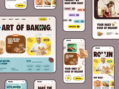 Rollin - Bakery Web Design bakery website bakery website design birthday cake shop bread confectionery coookies dessert doughnuts ecommerce website food homepage landing page design pastry restaurant sweets web design web site webdesign website website design