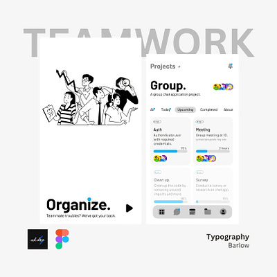Organize - Teammate troubles? We've got your back. app graphic design ui