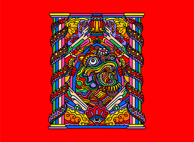 OUROBOROS album branding china chinesse colorful death design dragon eye graphic design illustration lampion lunar merch mushroom psychedelic snake ui