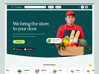 Grocery E-commerce Website Design e commerce ecommerce food website grocery grocery app grocery delivery grocery website landing page landingpage online market shop store ui ux web design web page website design